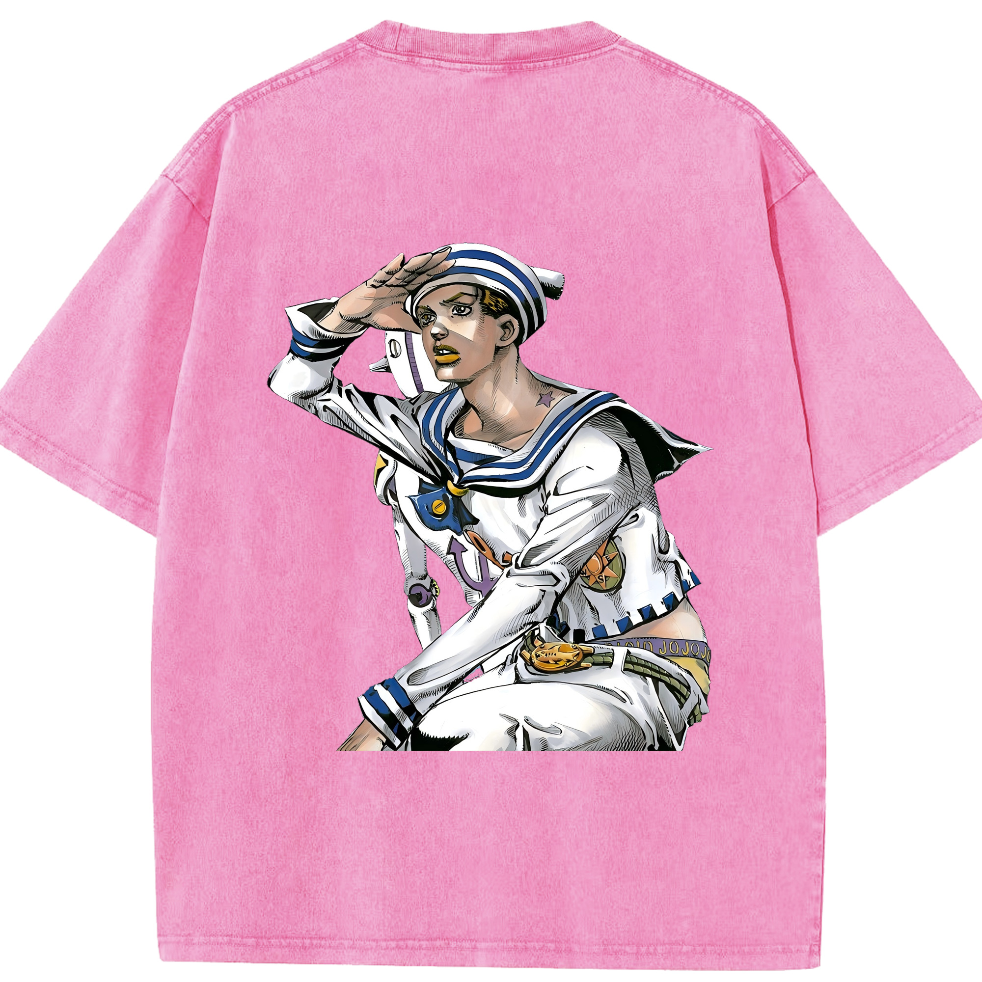 （画像用） ジョジョの奇妙な冒険 東方定助 JoJo's Bizarre Adventure Higashikata Josuke 綿100% ヴィンテージ風 半袖Tシャツ（背面プリント）